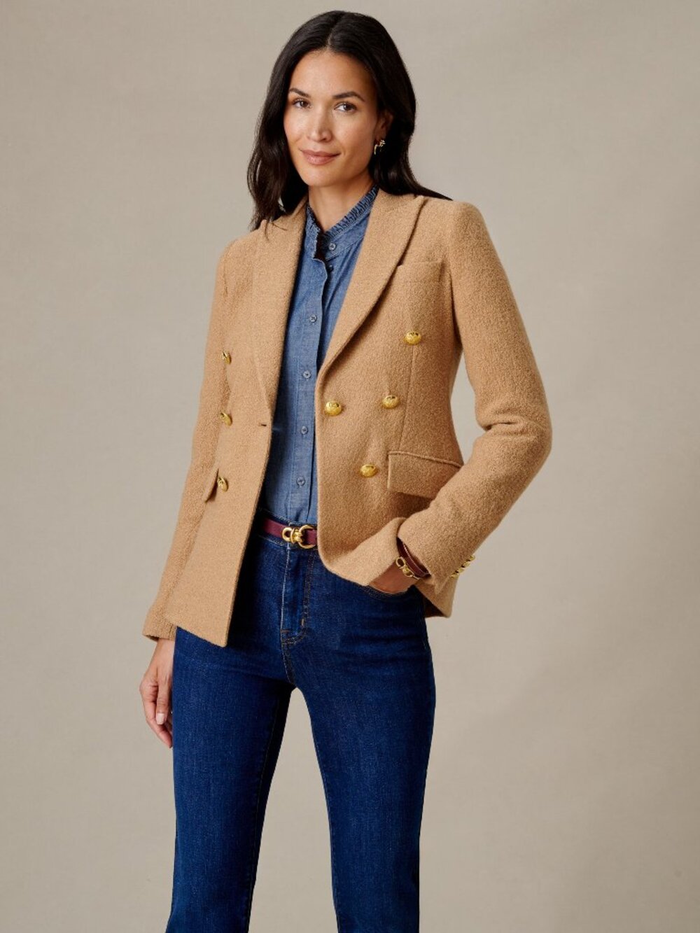 J McLaughlin Genevieve Wool Bouclé Blazer - Camel NEW